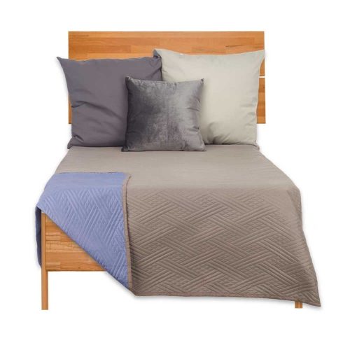 Colcha reversible suave, 100% poliéster, distintas medidas, diseños y colores, bicolor gris-azul cama - Aledo