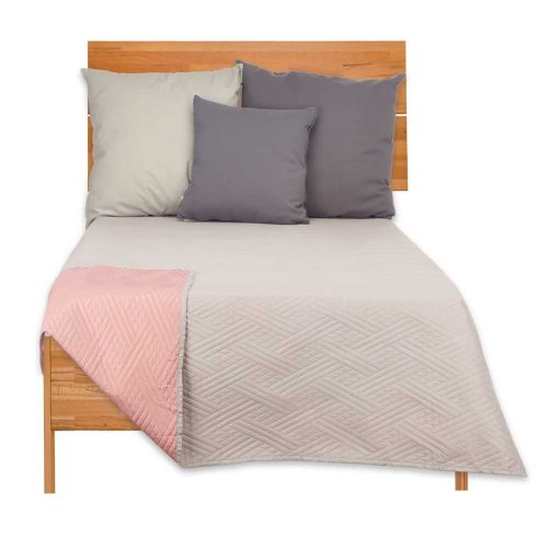 Colcha reversible suave, 100% poliéster, distintas medidas, diseños y colores, bicolor gris-rosa cama - Aledo
