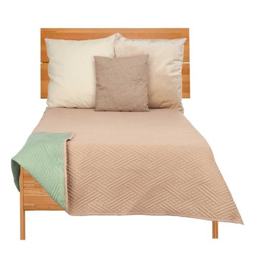Colcha reversible suave, 100% poliéster, distintas medidas, diseños y colores, bicolor verde-beige cama - Aledo