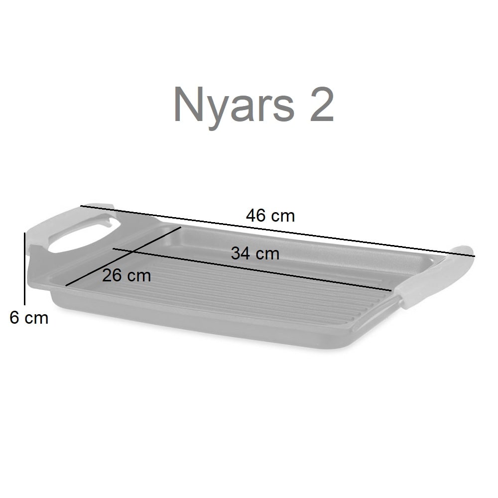 Asador antiadherente con asas, para inducción, gas, electricidad, vitrocerámica - Nyars 34 x 26 cm