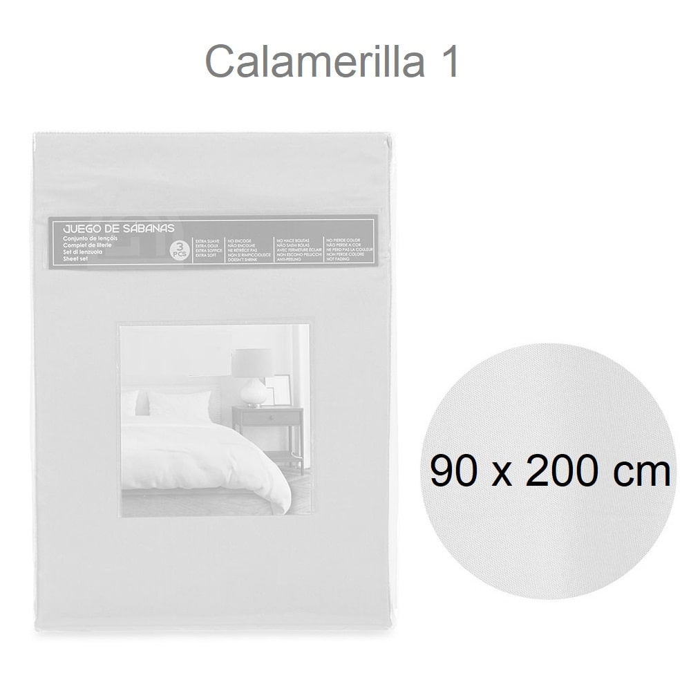 Conjunto de sábanas 100% poliéster, extra suave, 3 medidas diferentes - Calamerilla 90 x 200 cm