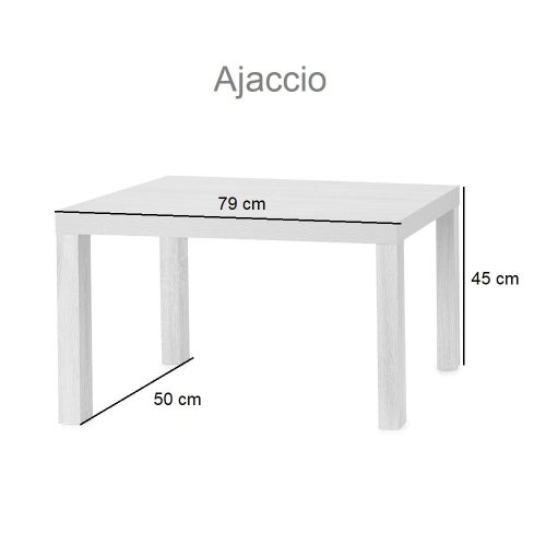 Medidas. Mesa auxiliar, rectangular de madera, patas gruesas, distintos colores - Ajaccio