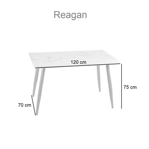 Medidas. Mesa comedor, patas inclinadas con base metálica, colores varios, estilo años 80 - Reagan