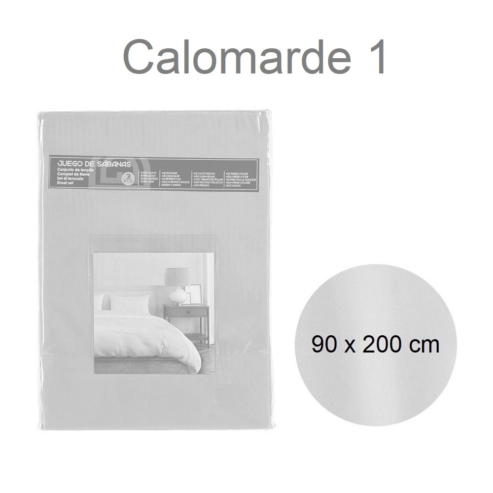 Set de sábanas 100% poliéster, extra suave, distintos tamaños, beige - Calomarde 90 x 200 cm