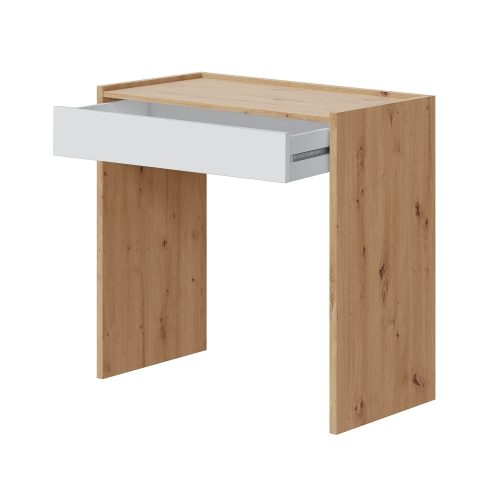 Mesa escritorio reversible con un cajón, soportes laterales lisos, abierto - Camarles