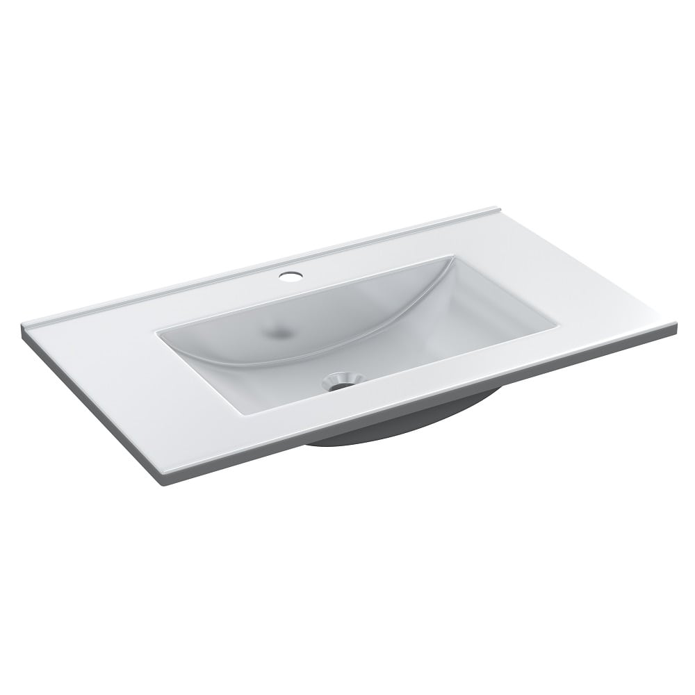 Lavabo grande de cristal acrílico, blanco, rectangular, 80 x 45 cm - Algemeci