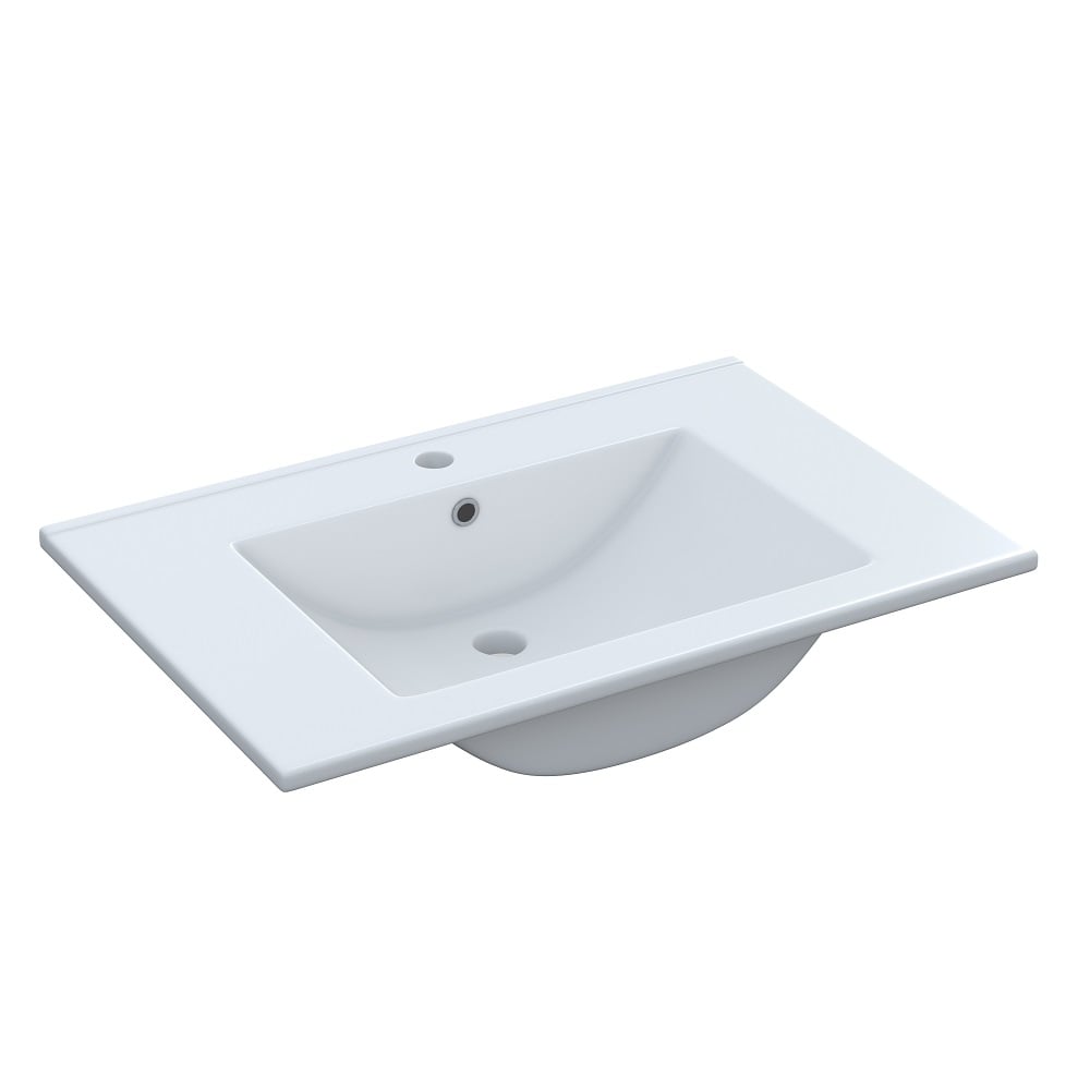 Lavabo pequeño de cerámica, rectangular, blanco, 50 x 40 cm