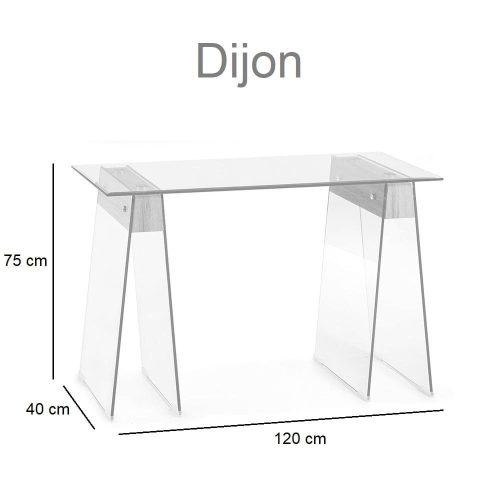 Medidas consola recibidor rectangular de vidrio, soportes de cristal en forma triangular - Dijon