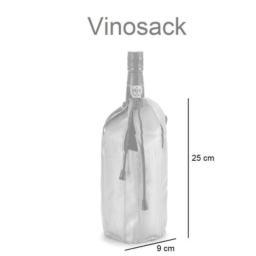 Medidas enfriador botella de vino, plástico color gris, 9 x 3,5 x 25 cm - Vinosack
