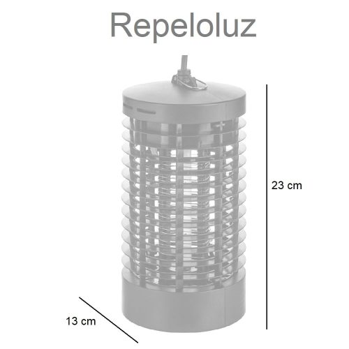 Medidas lámpara matamosquitos plástico, 4w, cobertura 20 m2, asa para colgar, cable 1,2 m - Repeloluz
