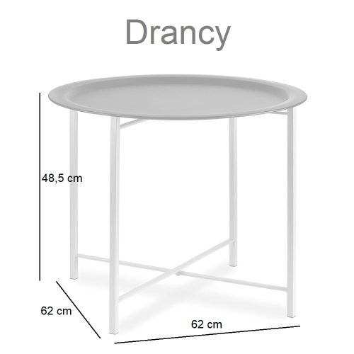 Medidas mesa auxiliar cóncava, 4 patas, soporte de listones de metal cruzados, dos tonos - Drancy
