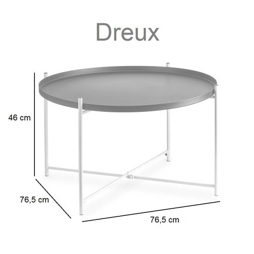 Medidas mesa de centro, redonda, 4 patas, soporte de listones de metal cruzados, dos tonos - Dreux