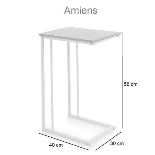 Medidas. Mesa auxiliar, multifuncional, rectangular, de metal y madera, bicolor - Amiens