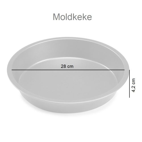 Medidas. Molde redondo metálico, antiadherente, 28 x 4,2 cm, apto horno - Moldkeke
