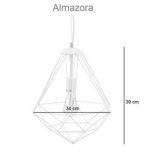 Medidas. Lámpara metal techo, diseño geométrico abstracto, líneas parte superior, 1 bombilla - Almazora