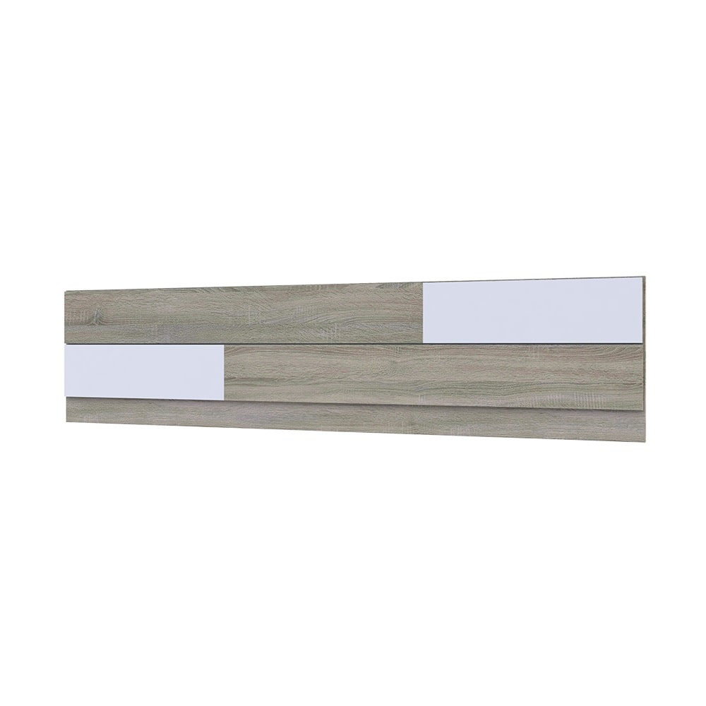 Cabecero de pared, 220 cm, tableros horizontales, bicolor - Bolonia Roble-blanco