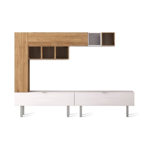 Conjunto salón muebles patas puerta, 5 cubos, módulo vertical 1 horizontal - Milano 19