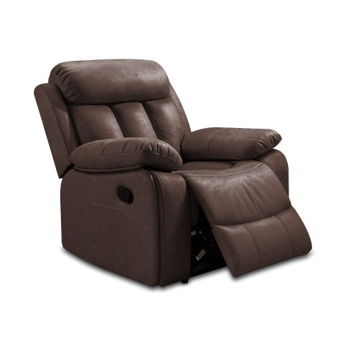 Sillón relax reclinable, tapizado en tela, marrón - Roma