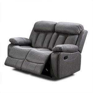 Sofá relax reclinable, dos plazas, tapizado en tela, colores varios, gris - Roma