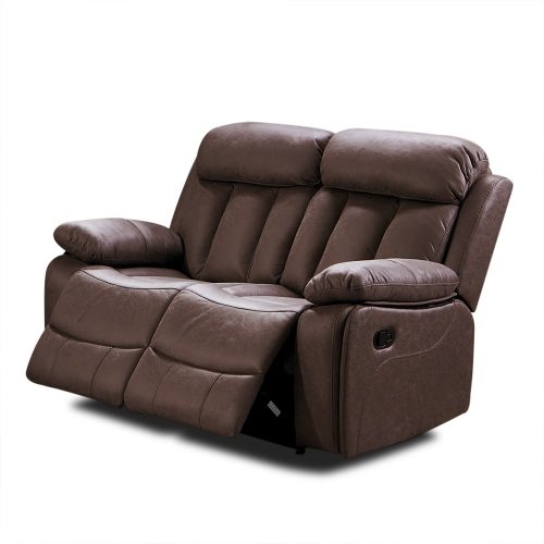 Sofá relax reclinable, dos plazas, tapizado en tela, colores varios, marrón - Roma