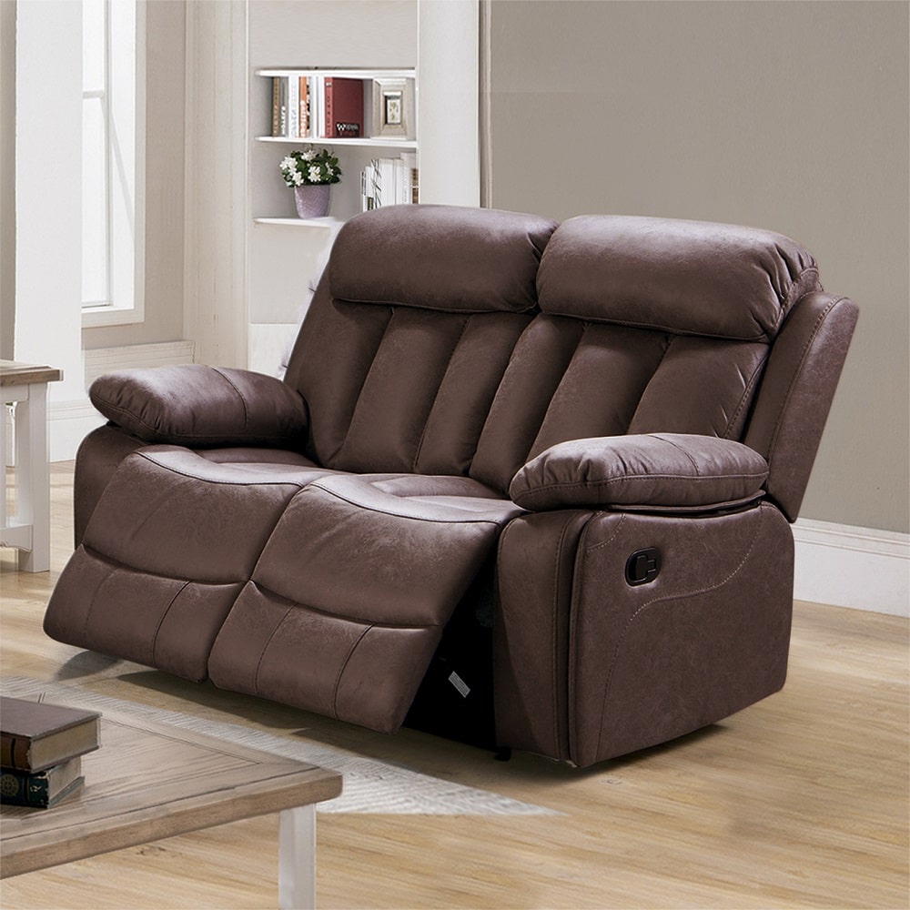  Relax Lounge - Sofá reclinable futón con 2 almohadas para el  espacio pequeño, color marrón liso, moderno, tela contemporánea,  reclinación manual : Hogar y Cocina