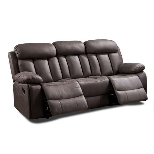 Sofá relax reclinable, tres plazas, tapizado en tela, colores varios, marrón - Roma