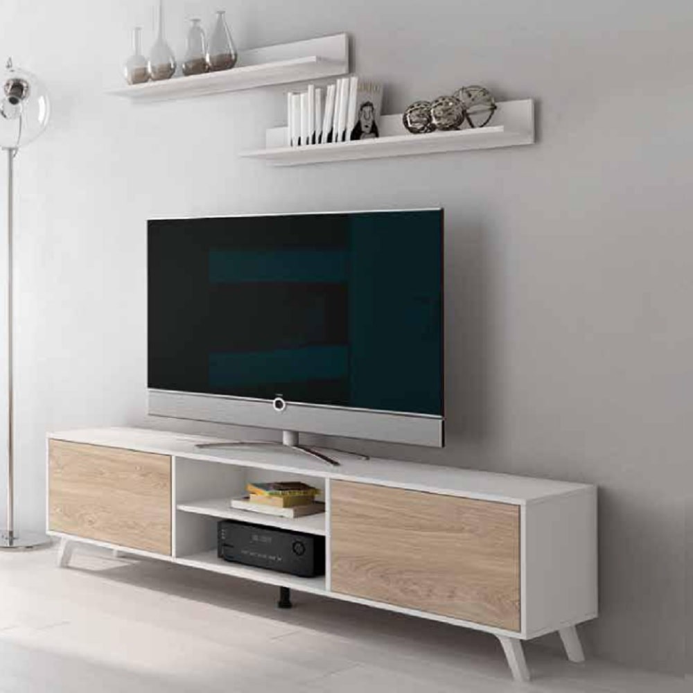 Mueble TV Blanco y Roble Gibbons 