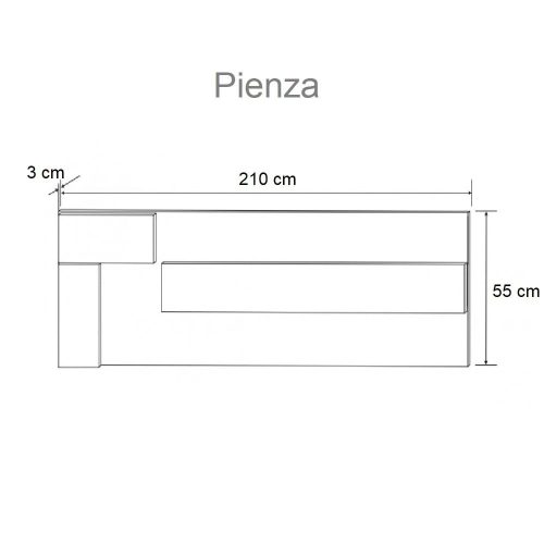 Medidas. Cabecero de pared, luces led, 210 cm, franjas decorativas asimétricas - Pienza