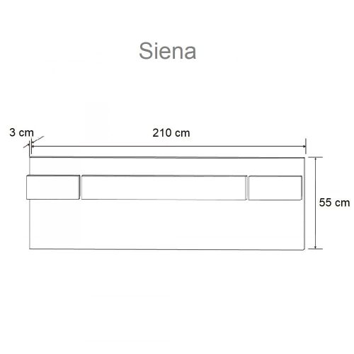 Medidas. Cabecero de pared, luces led, 210 cm, tableros decorativos horizontales - Siena