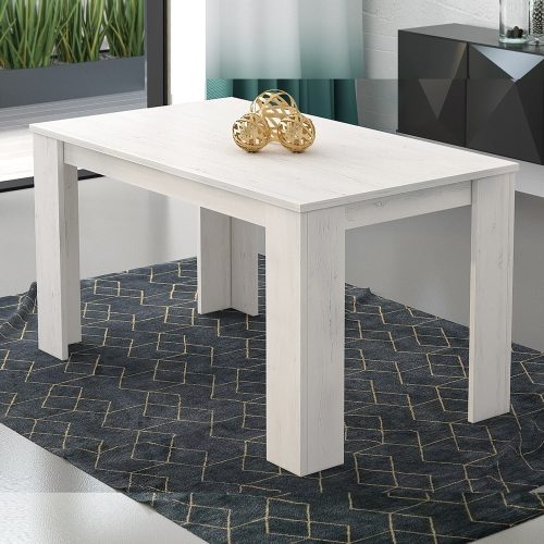 Mesa comedor rectangular, patas anchas, 140 x 80, blanco con vetas - Sarteano