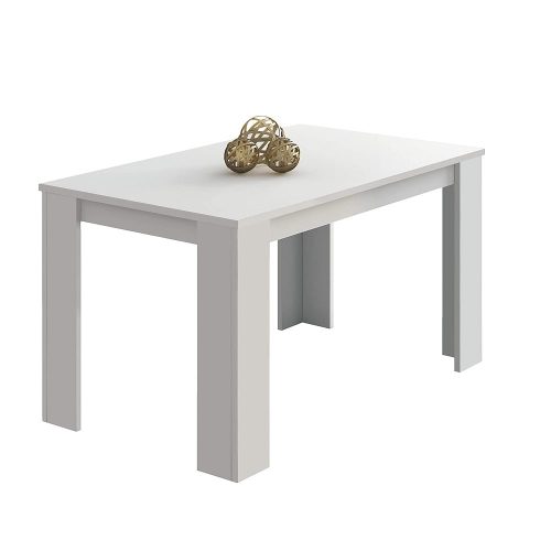 Mesa comedor rectangular, patas anchas en forma de L, blanca - Sarteano