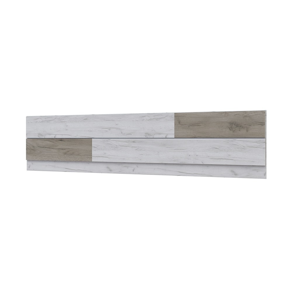 Cabecero de pared, 220 cm, tableros horizontales, bicolor - Bolonia Blanco con vetas-gris claro