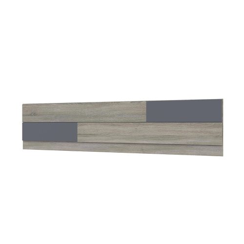 Cabecero de pared, 220 cm, tableros horizontales, bicolor roble-gris oscuro - Bolonia