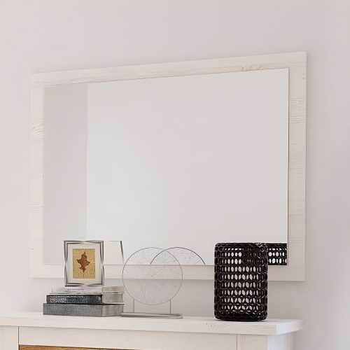 Espejo rectangular de colgar con marco, 90 x 75 cm, blanco con vetas - Forli