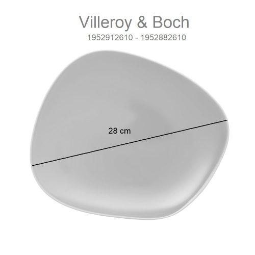 Medidas. Plato llano, porcelana, forma irregular, 28 cm - Organic, Villeroy & Boch