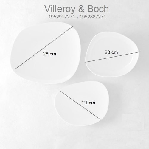 Medidas. Set de platos, porcelana, 12 piezas, 4 personas, forma irregular - Organic, Villeroy & Boch