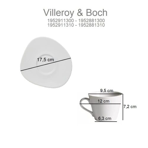 Medidas. Set de taza con platillo para café, porcelana, 270 ml - Organic, Villeroy & Boch
