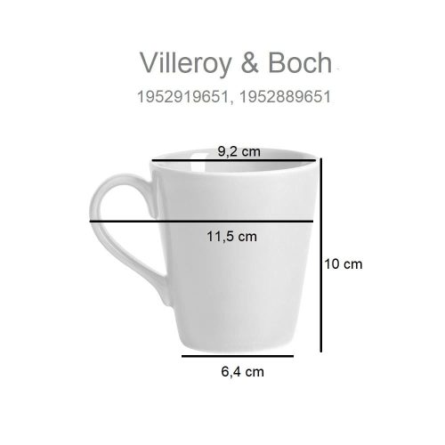 Medidas. Taza grande con asa, alta, porcelana, 350 ml. - Organic, Villeroy & Boch