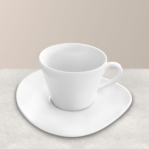 Set de taza con platillo para café, porcelana, 270 ml, blanco, fondo - Organic, Villeroy & Boch