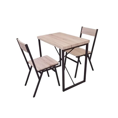 Juego de mesa rectangular pequeña + 2 sillas, bicolor negro-roble - Port