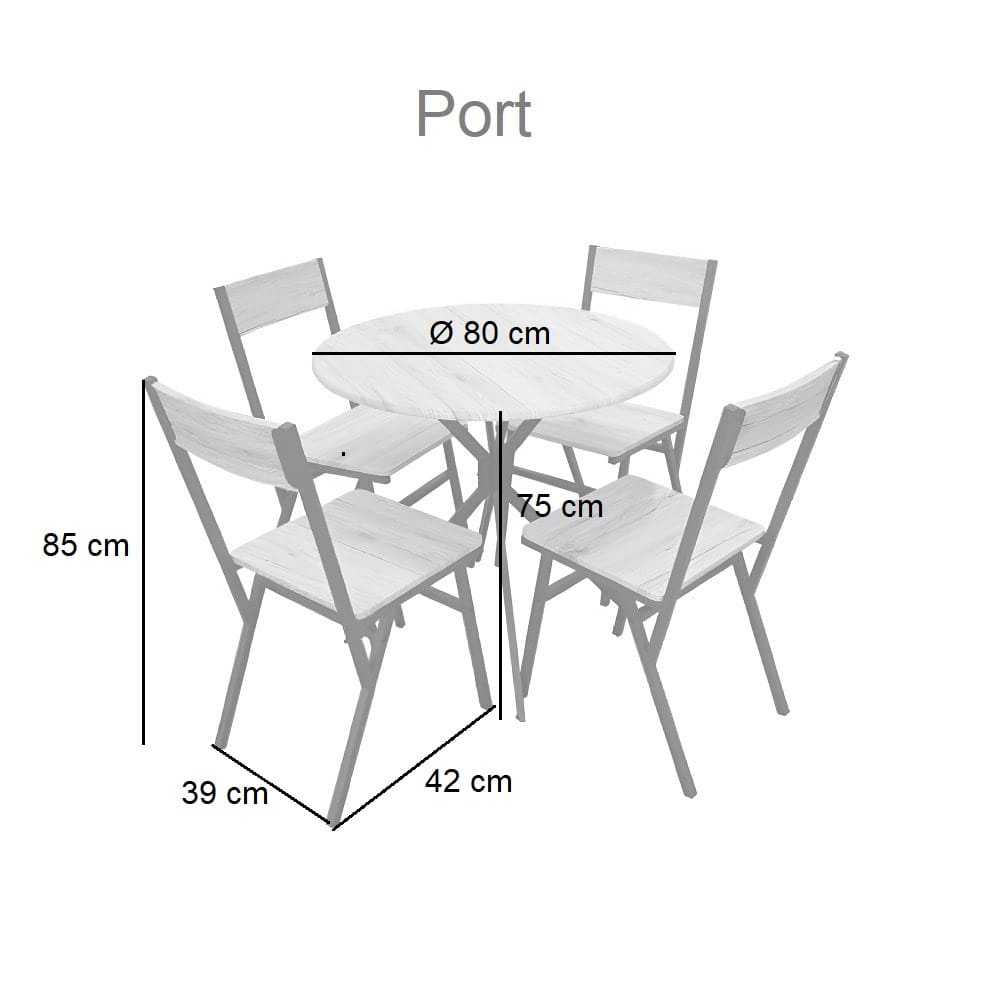 Mesa de comedor redonda y bicolor para 4 personas, 90 cm de