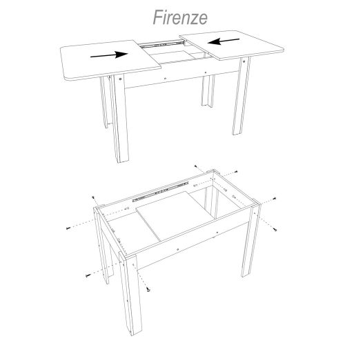 Cómo se abre la mesa de comedor 120 x 70 cm, extensible a 164 x 70 cm - Firenze