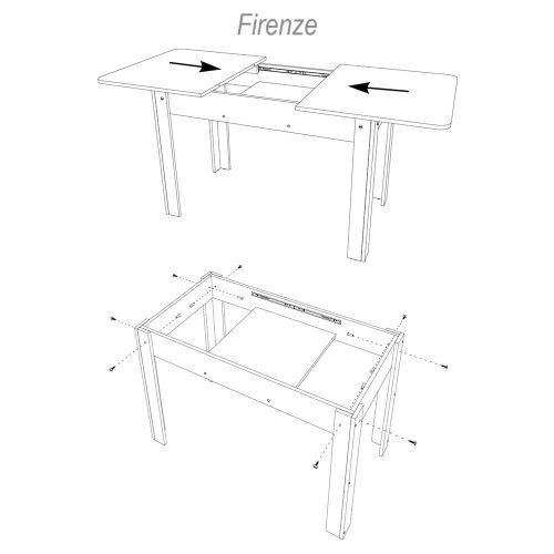 Cómo se abre la mesa de comedor 140 x 80 cm, extensible a 184 x 80 cm - Firenze