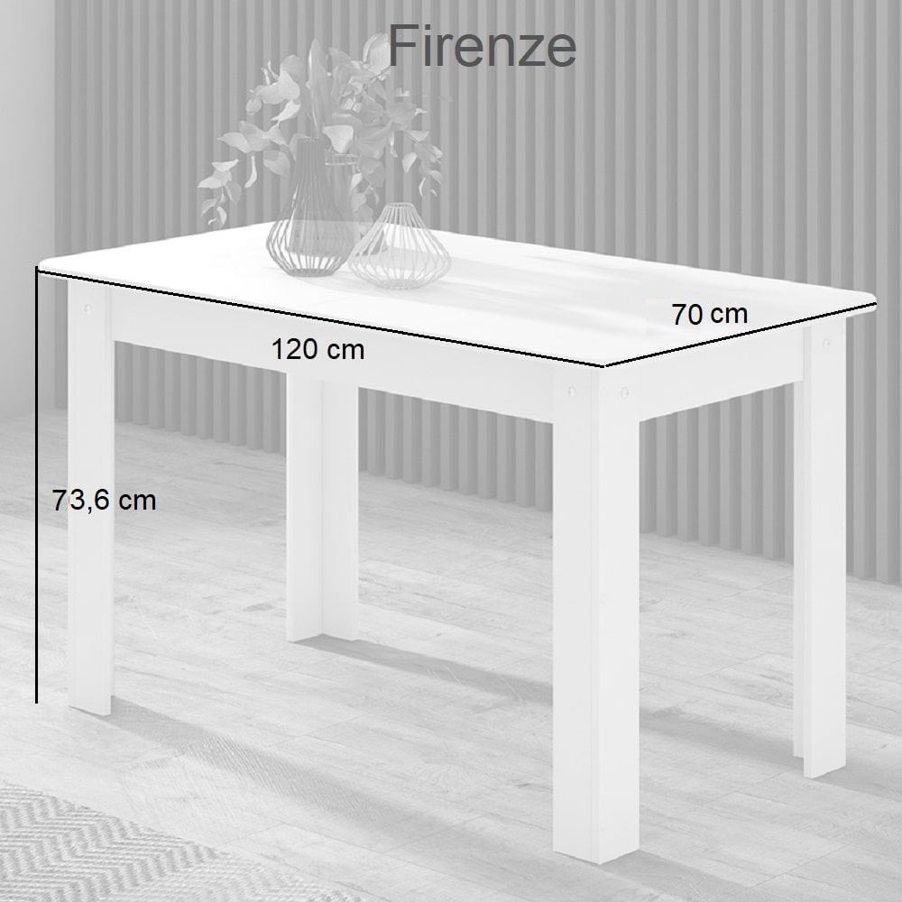 Mesa de comedor 120 x 70 cm, extensible a 164 x 70 cm - Firenze