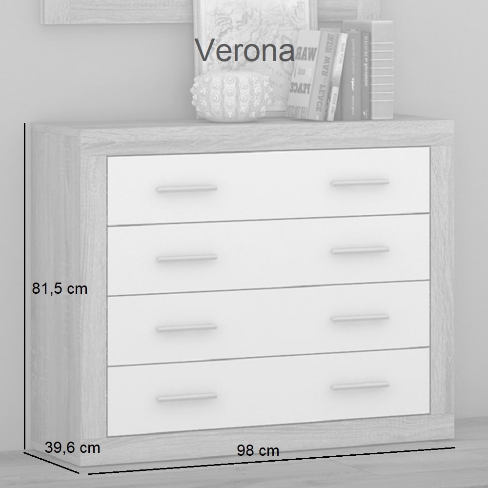 Juego de dormitorio cabecero 260 cm, 2 mesitas noche, cómoda, espejo -  Verona/Varzi - MEBLERO