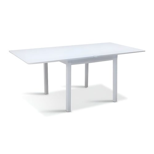 Mesa de comedor extensible, 90 x 90 cm, 90 x 180 cm, 6 personas, blanca, abierta - Baone