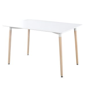 Mesa de comedor rectangular, estilo nórdico, 4 patas madera, 120 cm, blanca - Malmo