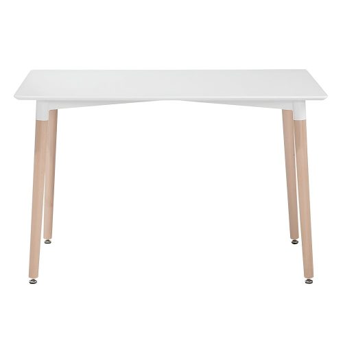 Mesa de comedor rectangular, estilo nórdico, 4 patas madera, 120 cm, blanca, frente - Malmo