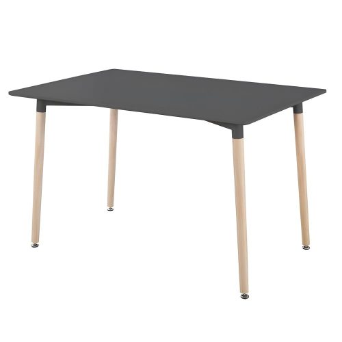 Mesa de comedor rectangular, estilo nórdico, 4 patas madera, 120 cm, negra - Malmo