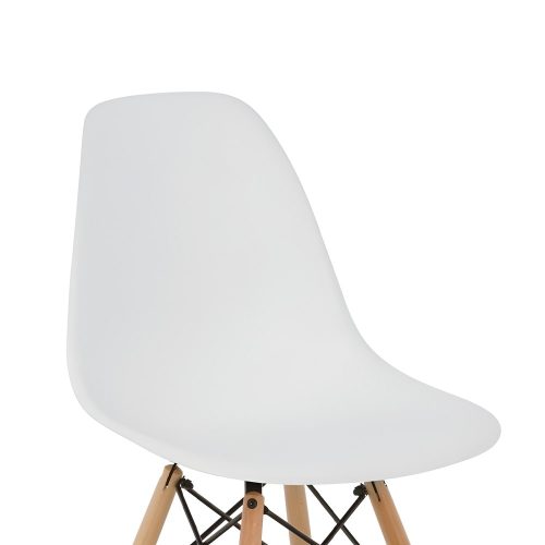 Silla estilo nórdico, plástico, patas de madera, blanco, asiento - Malmo